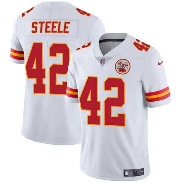 Men & Women & Youth Kansas City Chiefs #42 Carson Steele White Vapor Untouchable Limited Football Stitched Jersey